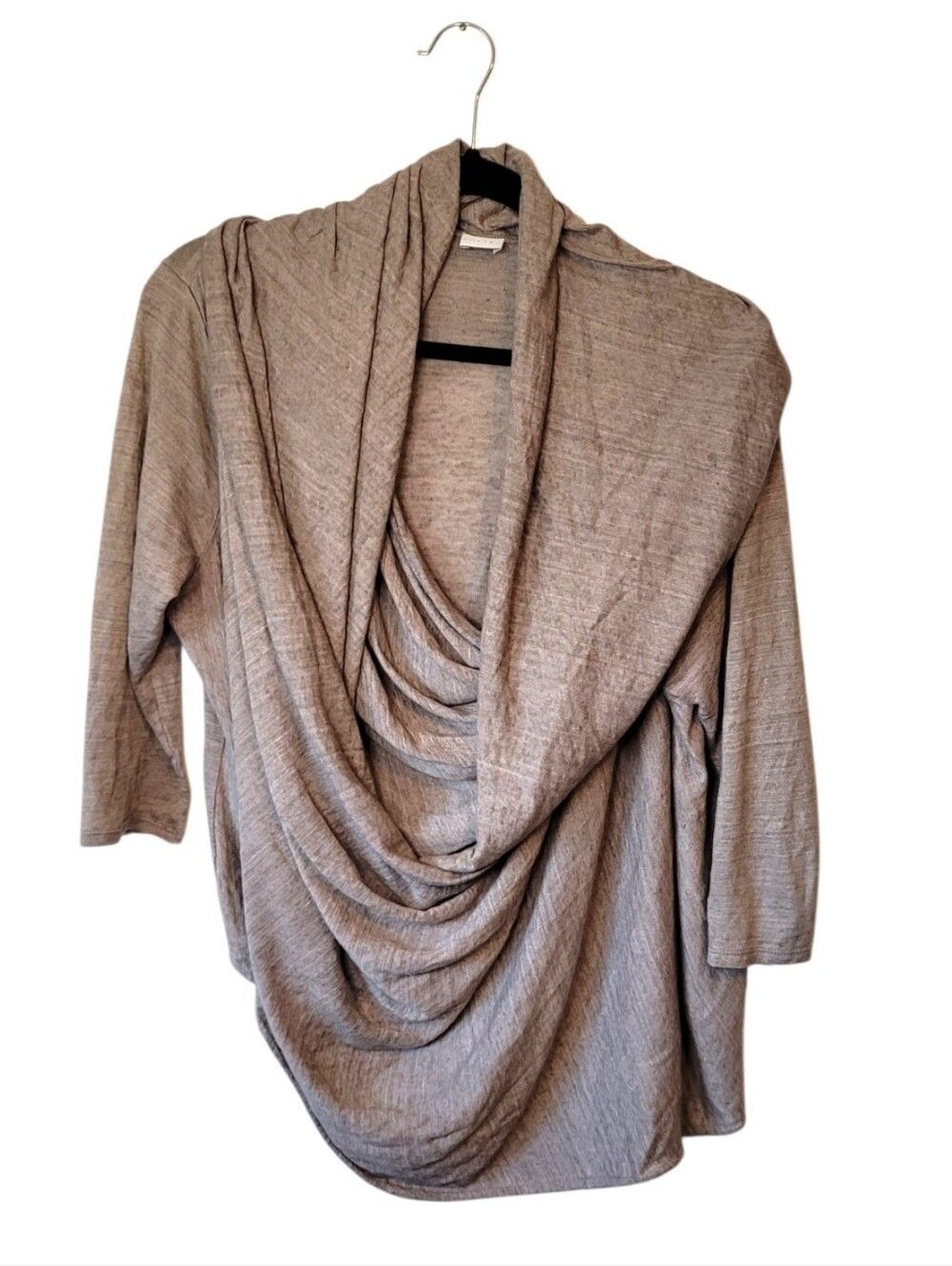Poetry Taupe 100% Linen Open-Front Draped Wrap Cardigan US 12